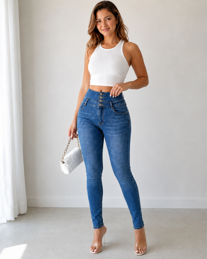 Vaquero Skinny de Cintura Alta con Efecto Moldeador