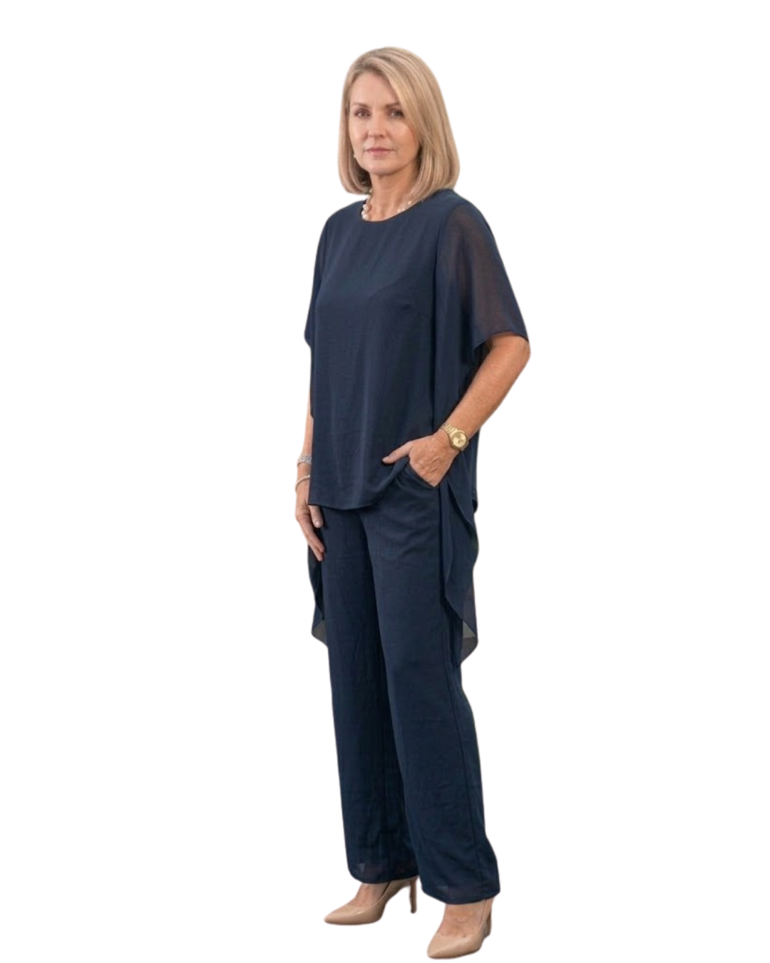 Conjunto de Lino y Algodón de Talle Alto con Pierna Ancha®