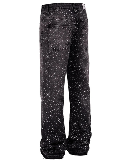 Vaqueros de corte acampanado con detalles de cristal para hombre