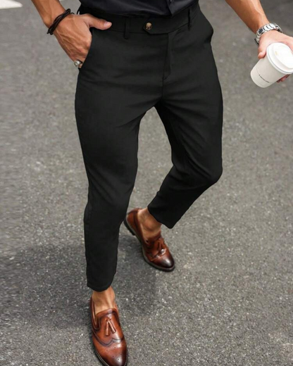 Pantalón de Corte Recto con Tejido Elástico para Hombre