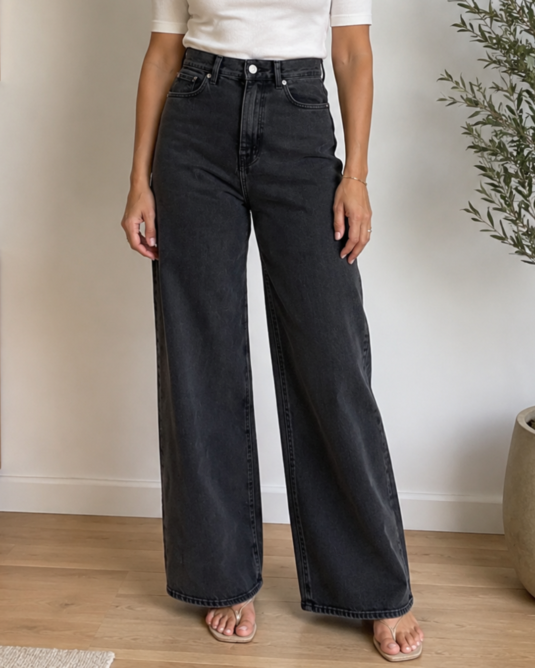 Jeans anchos de corte recto clásico