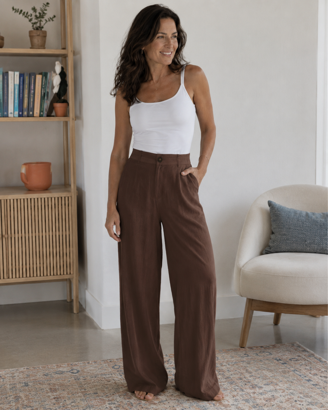 Pantalón Palazzo de Cintura Alta para Mujer