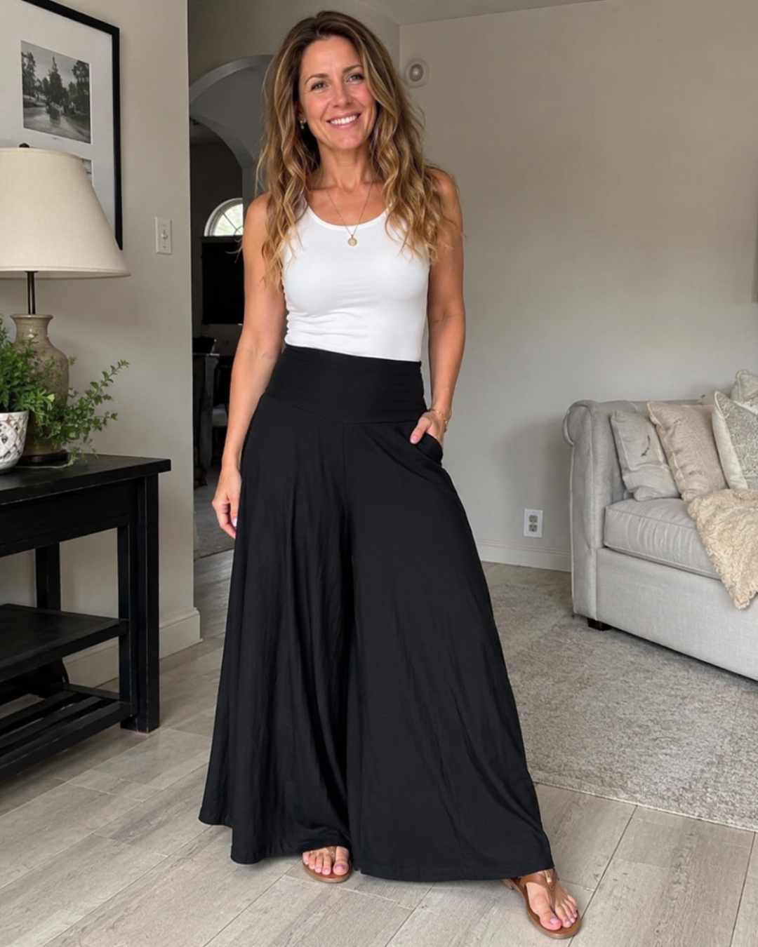 Pantalón Fluido de Mujer con Pernera Ancha