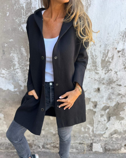 Chaqueta informal con botones frontales y bolsillos para mujer®
