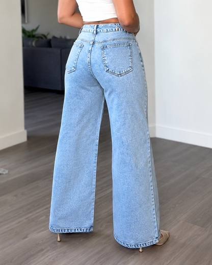 Jeans Wide Leg con Cintura Cruzada