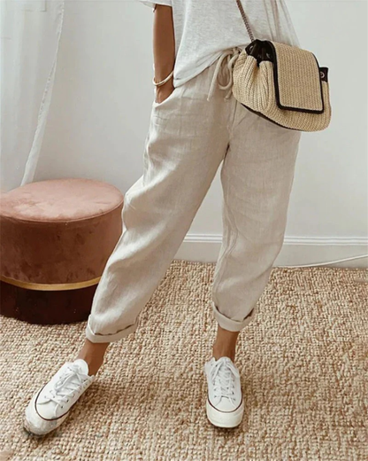 Pantalón Italia Casual de Algodón y Lino
