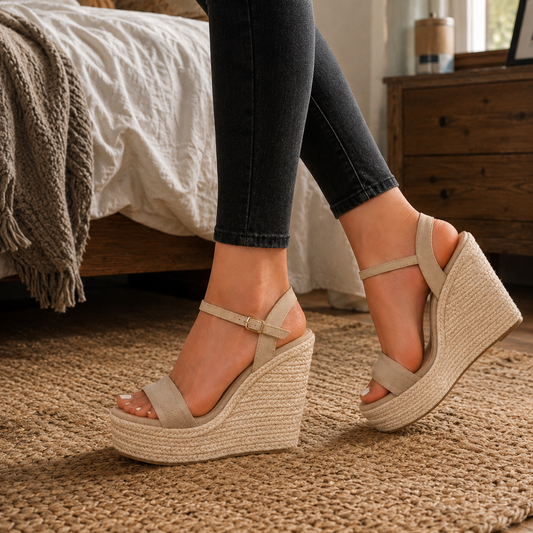 Sandalias de Cuña con Plataforma Trenzada