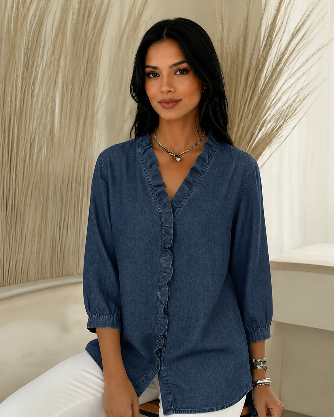 Blusa Fluida con Cuello en V®