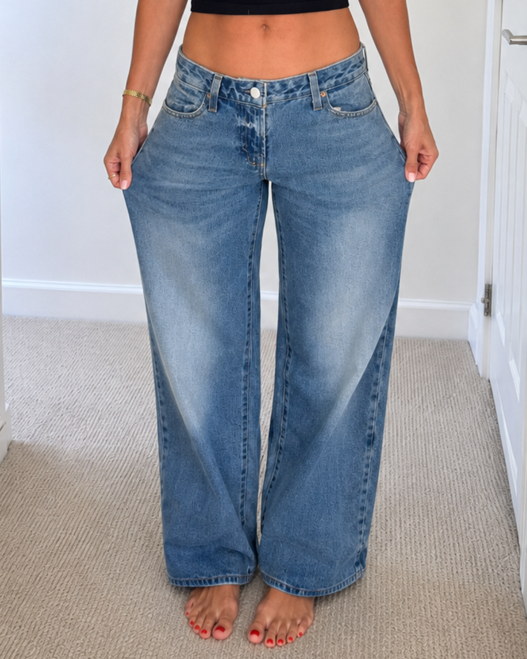 Jeans Baggy de Cintura Baja