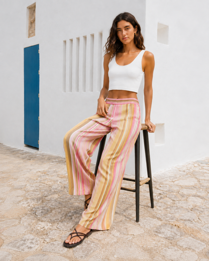 Pantalón Palazzo de Rayas con Caída Fluida®