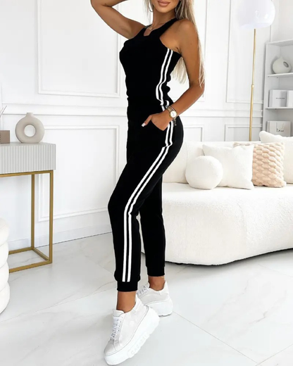 Conjunto de 3 piezas para mujer con detalles de rayas