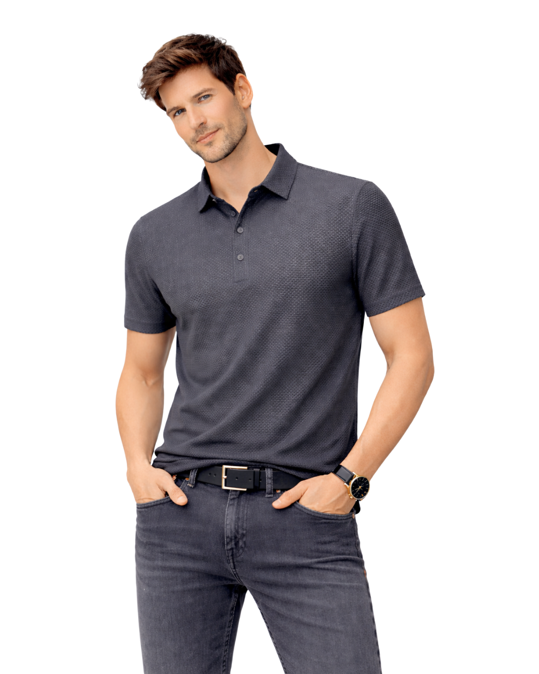 Polo de Punto Premium con Textura Micro-Estructural y Acabado Transpirable para Hombre®