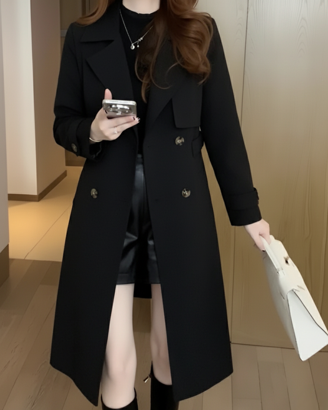 Gabardina con botones dobles para mujer
