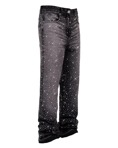 Vaqueros de corte acampanado con detalles de cristal para hombre