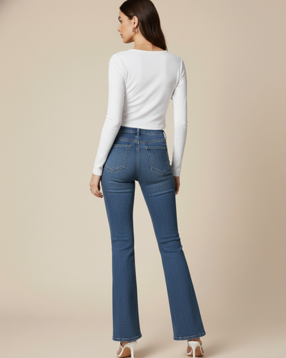 Pantalón faja de corte acampanado para mujer