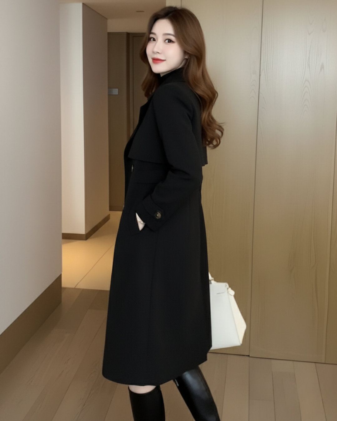 Gabardina con botones dobles para mujer