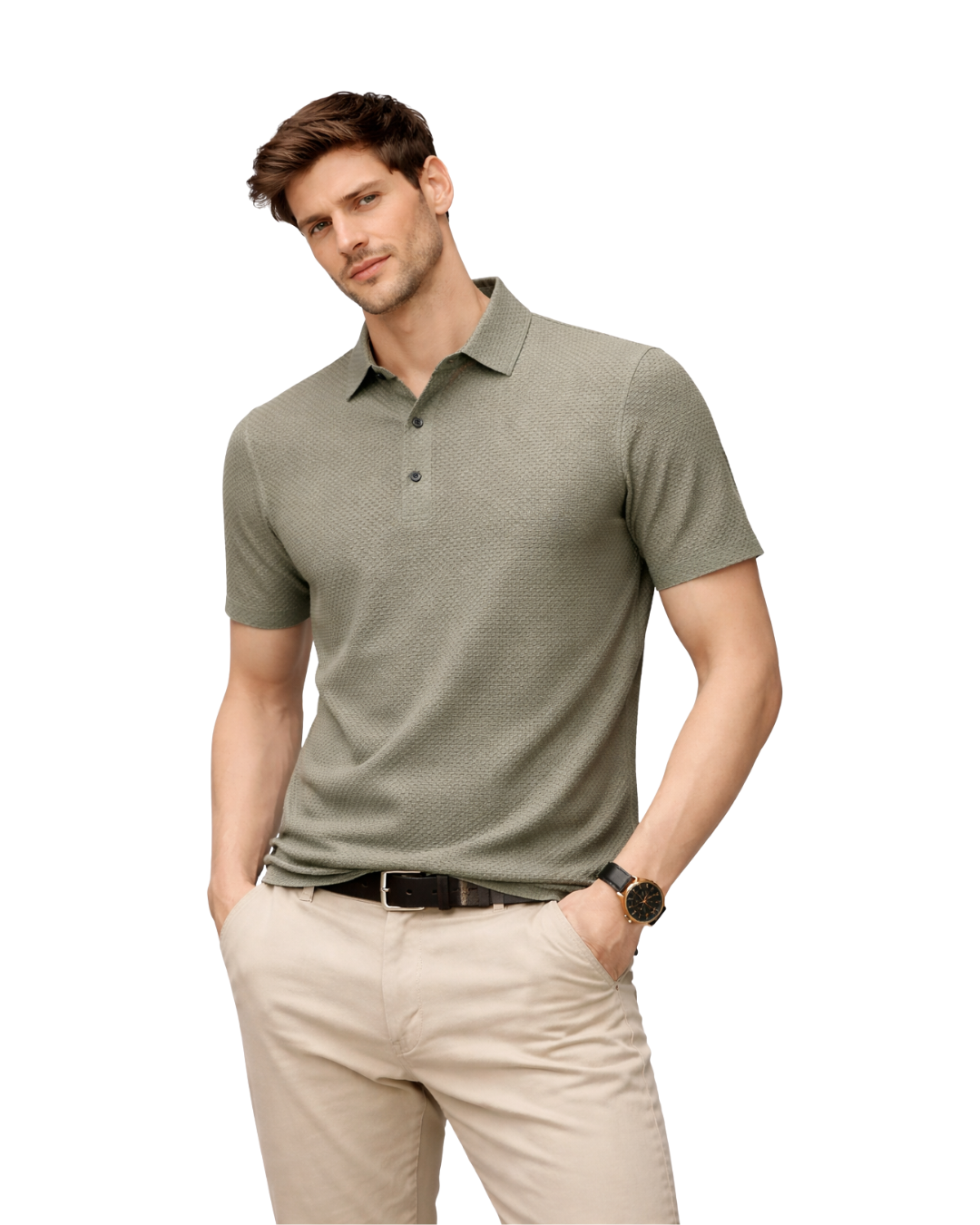 Polo de Punto Premium con Textura Micro-Estructural y Acabado Transpirable para Hombre®