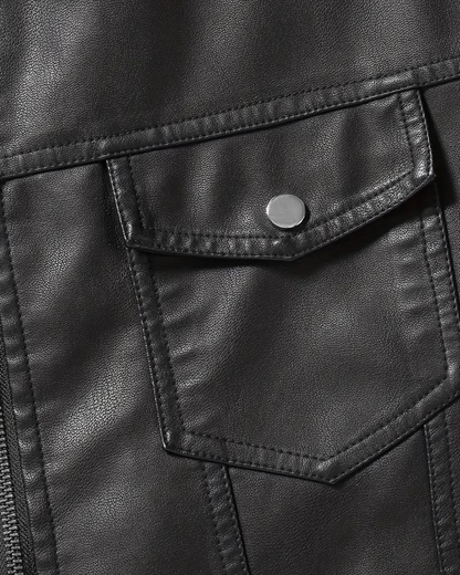 Chaqueta de Piel con Solapa para Hombre