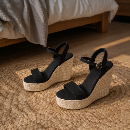 Sandalias de Cuña con Plataforma Trenzada