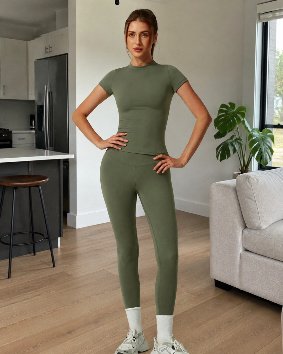 Conjunto de leggings y camiseta sin costuras