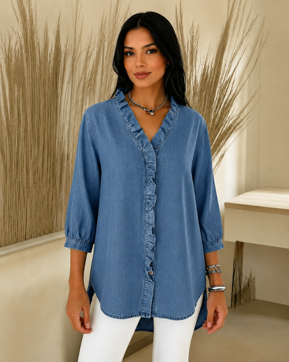 Blusa Fluida con Cuello en V®