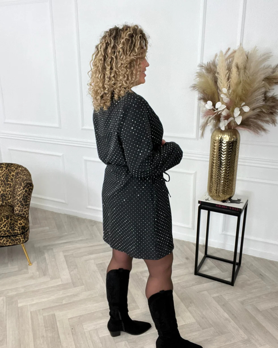 Vestido elegante tipo blazer cruzado con Glitter