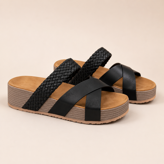 Sandalias de Cuña con Tiras Cruzadas