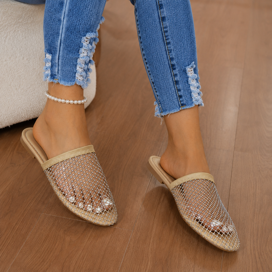 Mules Planos de Malla con Detalles Brillantes®