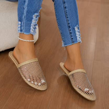 Mules Planos de Malla con Detalles Brillantes®