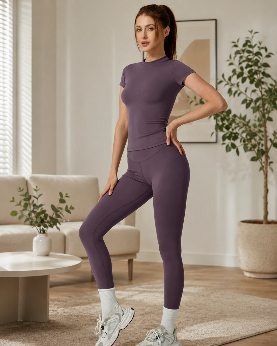 Conjunto de leggings y camiseta sin costuras