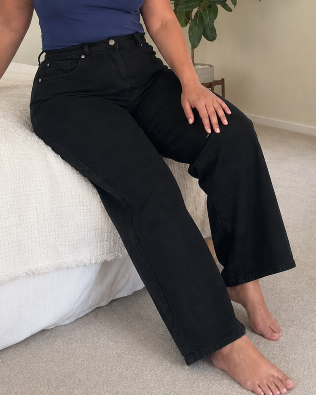 Jeans anchos de corte recto clásico