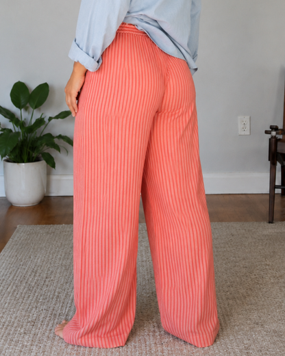 Pantalones a rayas de pierna ancha y cintura ajustable®