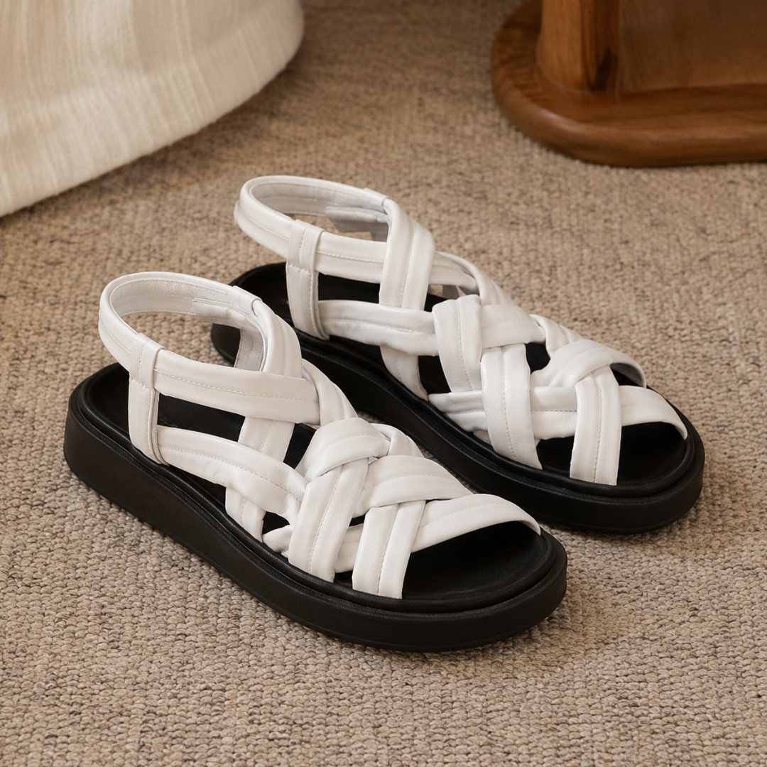 Sandalias de plataforma tejidas con suela suave