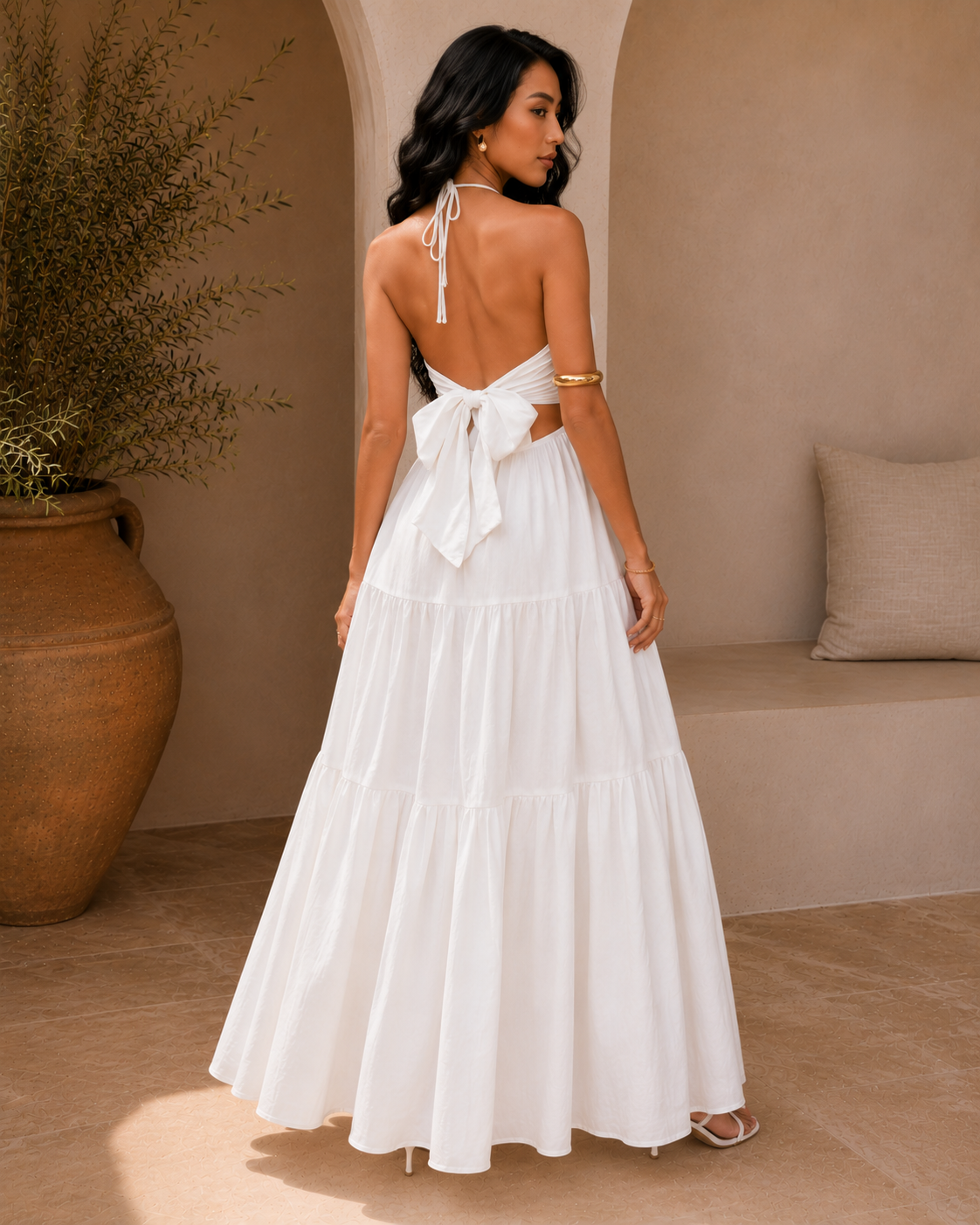 Vestido Largo Halter con Espalda Abierta