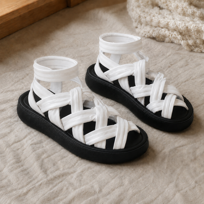 Sandalias de plataforma tejidas con suela suave